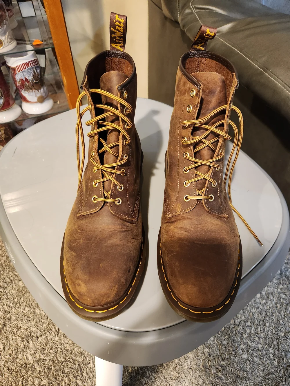 Dr. Martens Brown Leather Lace-Up Combat Boots Size 14 Men Very Clean